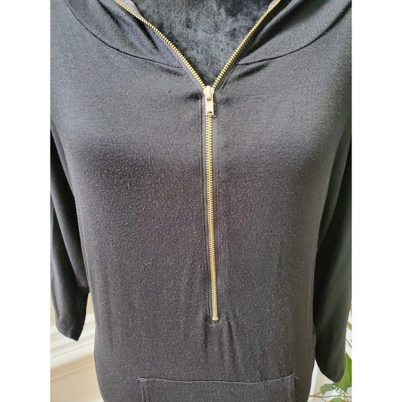 Papaya Women's Black Rayon Long Sleeve Half Zip Front Casual Hoodie Size Small - Picture 4 of 10